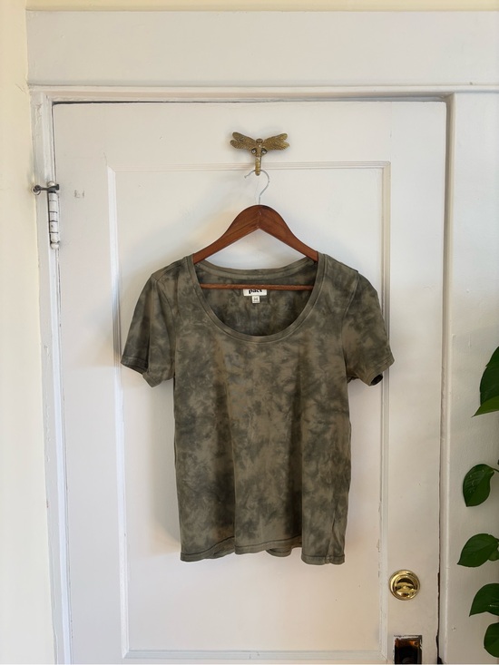 Pact Tops - PACT Olive Green Tie-Dye Scoop Neck Organic Cotton Short‎ Sleeve T-shirt XS